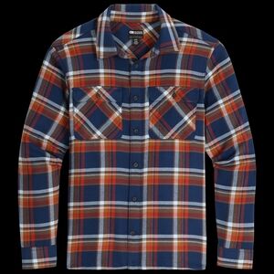 Outdoor Research Men's Navy & Rust Plaid Flannel Shirt NWOT.